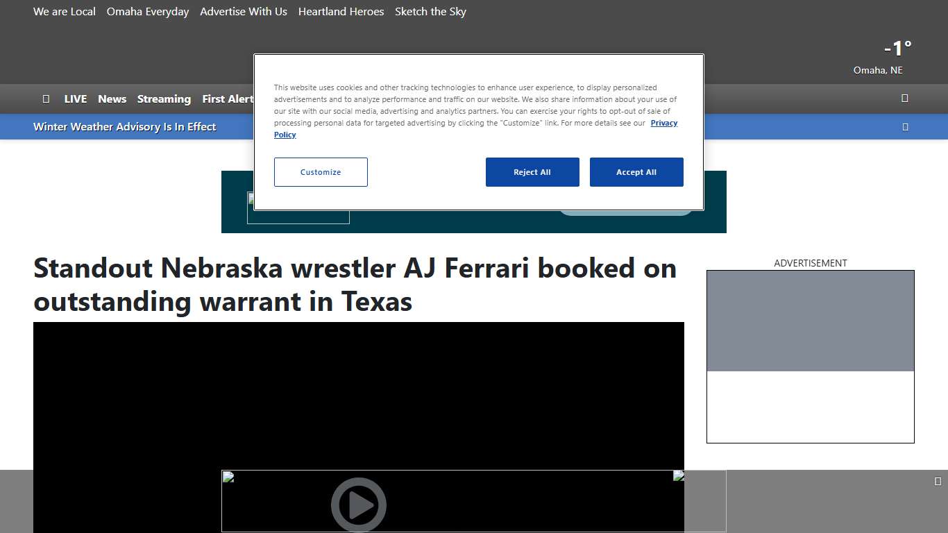 Standout Nebraska wrestler AJ Ferrari booked on outstanding warrant in Texas
